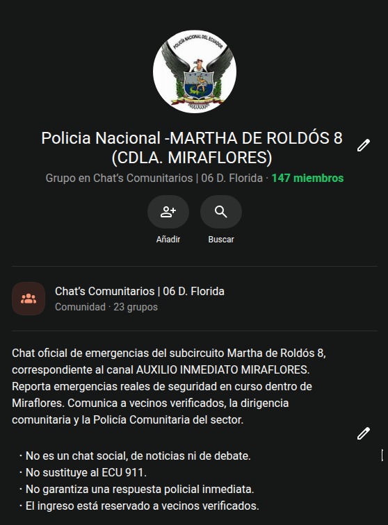 Policía Nacional – MARTHA DE ROLDÓS 8 (CDLA. MIRAFLORES)
